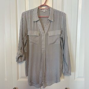 Camber & Grace Striped Roll-Sleeve Blouse Size L